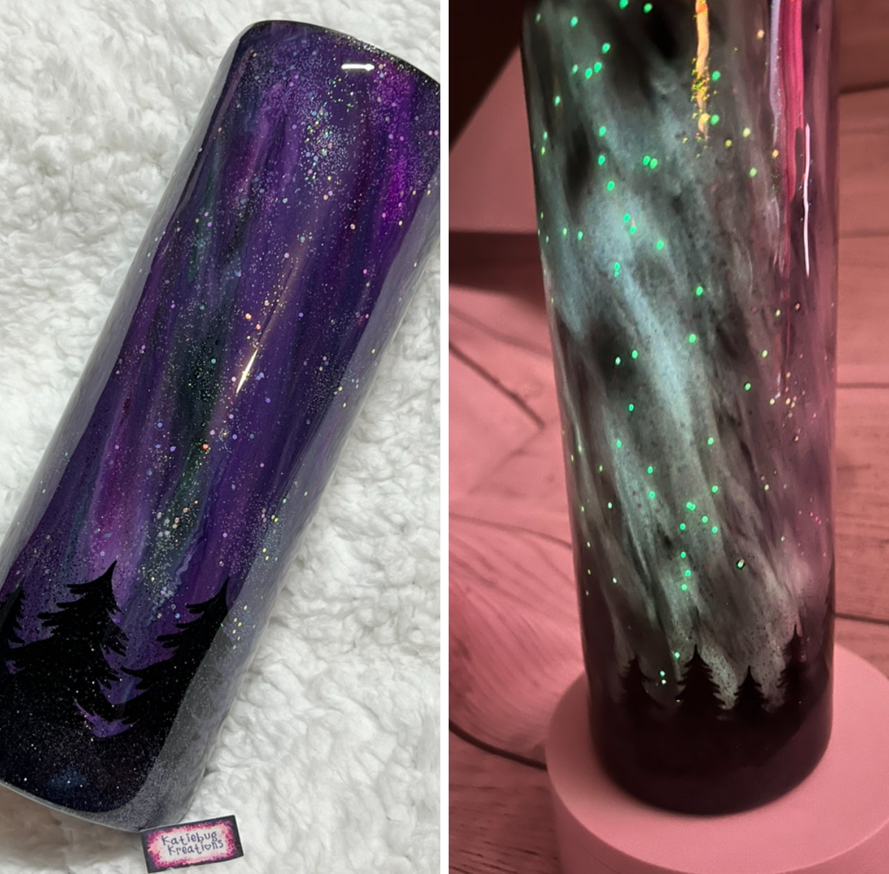 Glow Northern Lights with tree line